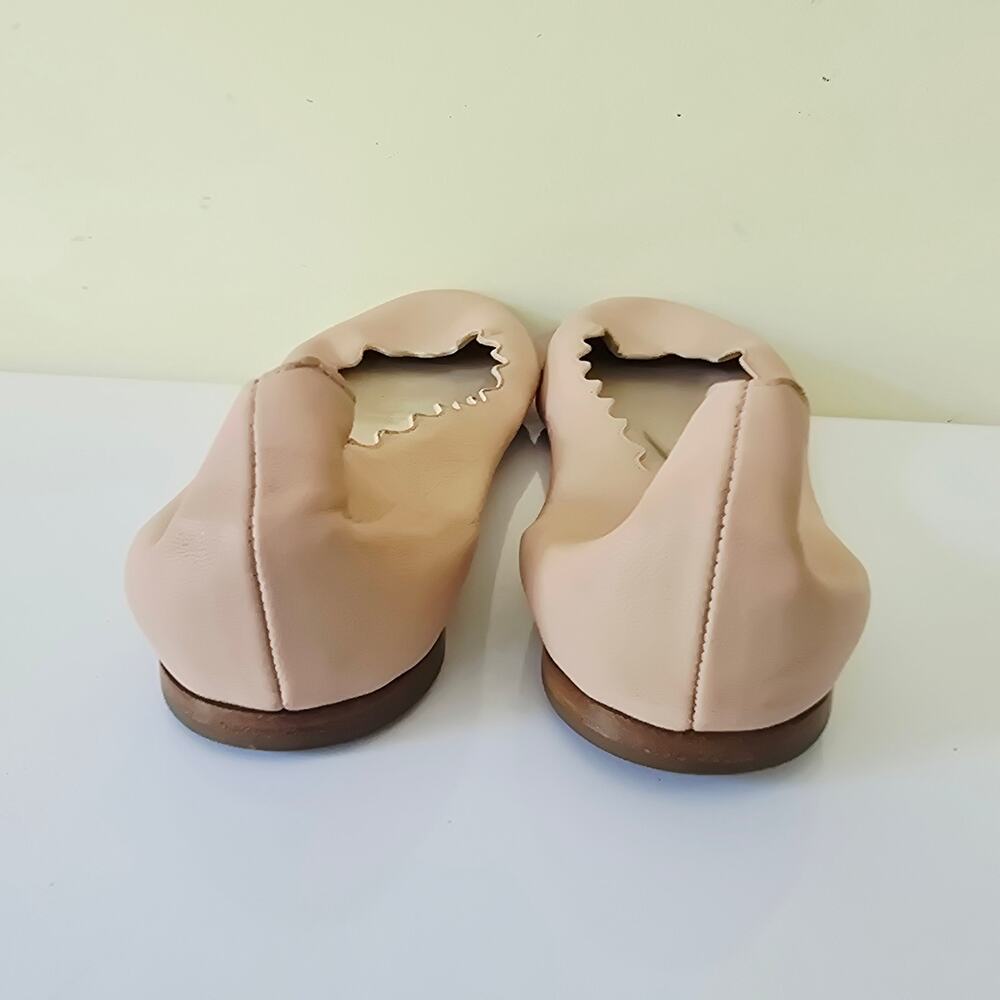 Chloe Lauren Scalloped Leather Ballerina Flats Tan Cream 41 US 10.5 - Picture 8 of 10